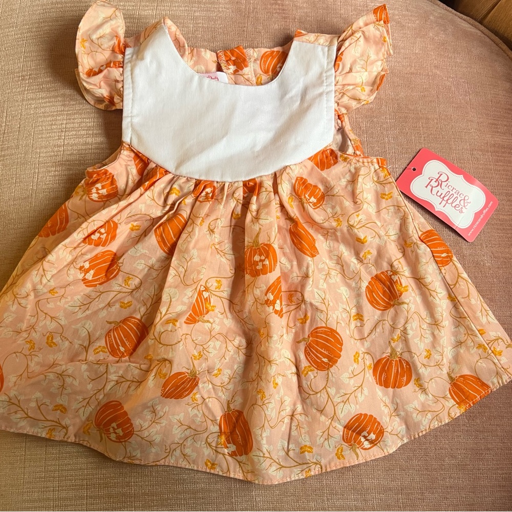 Ricrac and Ruffles 6/9 month pumpkin dress